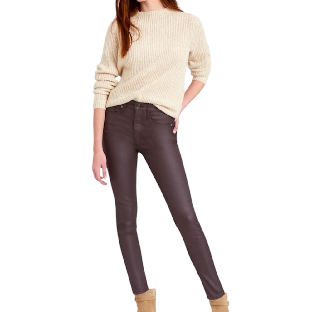NEW Banana Republic High Rise Skinny Coated Chocolate Brown Pants SIZE 27 PETITE